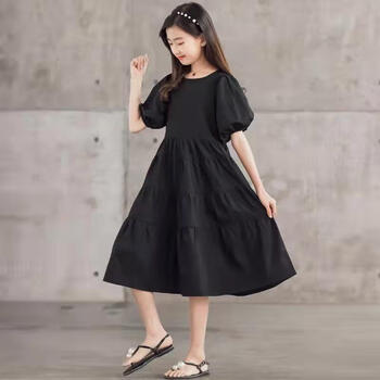 欧玉诗女童连衣裙夏季纯棉运动休闲风女孩小裙子9-12岁15岁中大童小