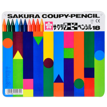 樱花（SAKURA）塑料蜡笔18色铁盒套装 笔轴全芯不脏手美术儿童绘画美术写生