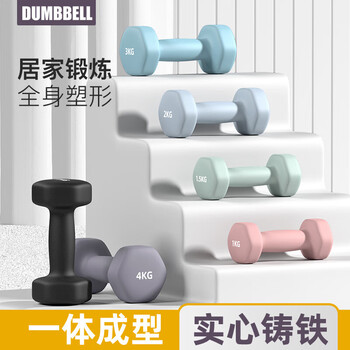 诚悦彩色浸塑哑铃男女士家用健身肌肉手臂塑形轻重量雅灰6kg*2CY-572