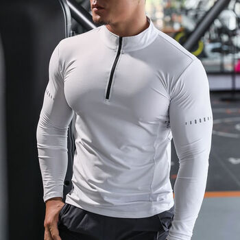 伊阡新款polo衫长袖男健身服装男潮流跑步速干衣训练紧身衣运动上衣