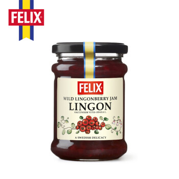 菲力斯（FELIX）瑞典进口 越桔味果酱283g 小红莓越橘肉酱料 果肉面包早餐伴侣35.80元