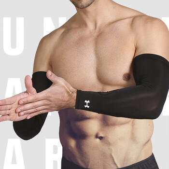 安德玛（Under Armour）护臂 防晒袖套男女冰袖 篮球运动护手肘骑行袖套 蓝色L码 1对装