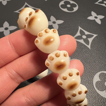 山中玉白玉菩提根手串 猫爪手链绕指柔文玩佛珠菩提子盘玩念珠男女