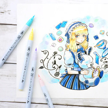 吴竹（KURETAKE）日本进口ZIG软尖笔水彩笔马克笔勾线笔48色套装RB-6000AT/48V元旦文具礼盒女孩生日礼物