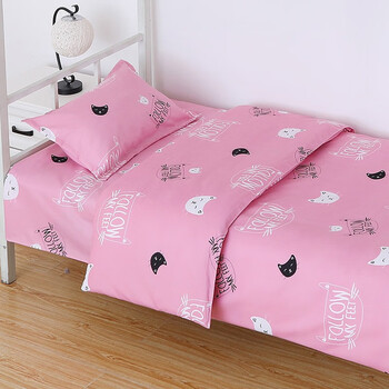 柳伊少女心ins风宿舍床上三件套3学生床单被罩寝室套装女生可爱粉色