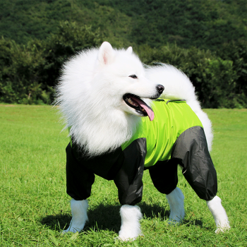 四脚中型大型犬雨衣萨摩耶拉布拉多金毛全包宠物雨披 绿色拼接雨衣 22
