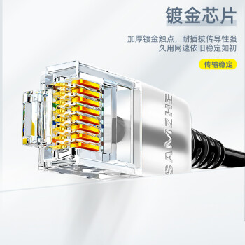 山泽超六类网线细线CAT6A类纯铜 万兆成品连接线 家用电脑宽带兼容千兆网络跳线 2米黑色 SZH-6020