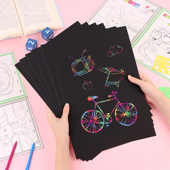 TaTanice儿童刮画纸8K幼儿园炫彩刮刮画彩色小学生刮刮纸挂画纸刮画纸10张美育工具