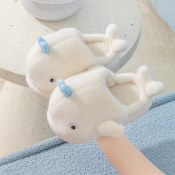 ji)儿童棉拖鞋女宝宝秋冬可爱家居鞋男童室内防滑毛毛棉拖鲸鱼拖鞋棉