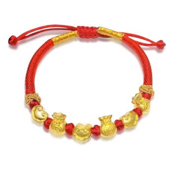 oidsg老凤凰黄金福袋转运珠红绳手链女999足金编织本命年红手绳送宝宝