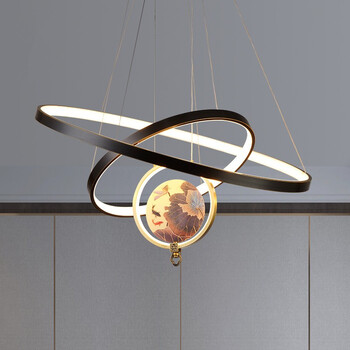 全铜客厅灯现代中国风书房圆形多圈卧室茶室吧台灯具定制联系在线客服