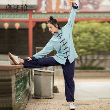 服套装女棉麻太极拳秋冬新款长袖宽松练功服表演服飘逸中国风武术服