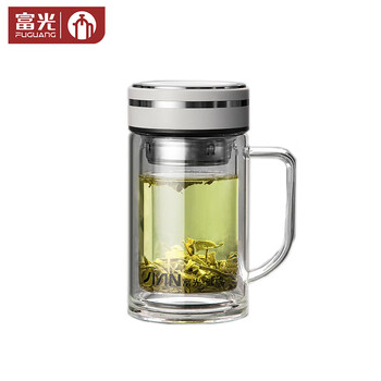富光（FUGUANG）致享双层玻璃杯茶水分离杯带把手340ml X1924-SH-340B颜色随机