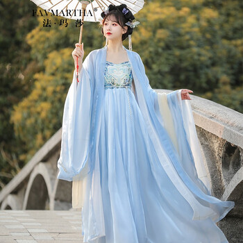 法玛莎品牌女装原创唐制汉服女夏季款超仙诃子国风古装广袖流仙齐胸
