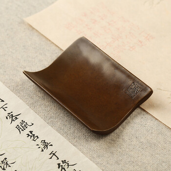 漢墨 疏影横斜臂搁 多功能防脏污可镇纸架笔青铜腕枕 文房四宝礼盒装铜器镇尺摆件