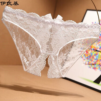开档性憾开当女士免穿脱方便内裤裆部全透明蕾丝网纱无痕丁字裤白色l