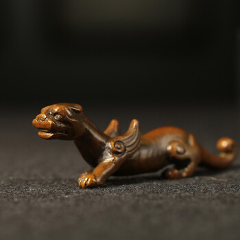 漢墨 手工青铜翼虎毛笔笔架 笔挂铜镇尺笔搁 文房四宝礼品铜器摆件把玩毛笔架