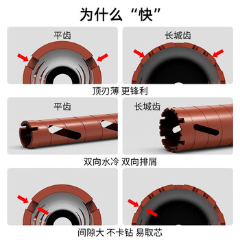 沪豪（HUHAO）加长款工业级干打水钻钻头钢筋混凝土墙壁开孔器水钻机打孔钻头