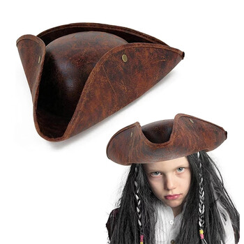 tricorn hat 加勒比海盗三角帽仿皮革海盗杰克船长 e 可调节