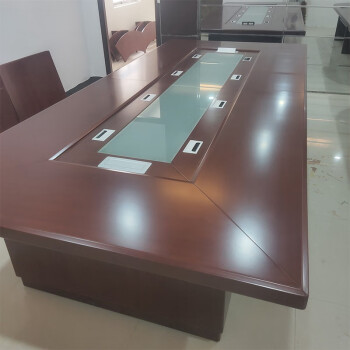 哈堡议桌长桌大型会议室实木开会桌政府长方形商务洽谈桌椅组合 3.5*1.6米