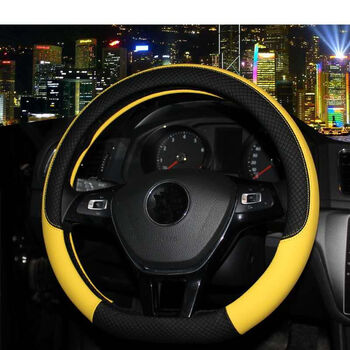 5l手动青春版专用汽车皮防汗方向盘套22 a006黄色 圆形【方向盘整个