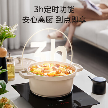 美的（Midea）电磁炉电磁灶电陶炉2200W家用大功率滑触双控烧水电池炉9档嵌入式一体面板定时功能火锅炉DZ22S04E