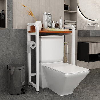 马桶后面的储物架 卫生间马桶上方置物架免打孔厕所马桶置物架落地