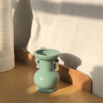 青瓷双耳瓶- 京东