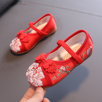 汉服鞋女童绣花鞋老北京儿童布鞋民族古装学生鞋宝宝中国风旗袍鞋a