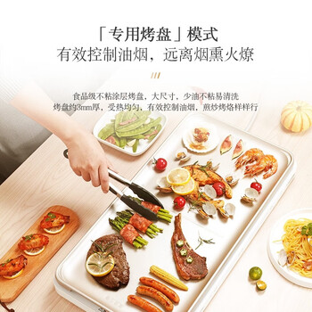 松下（Panasonic）金色 多用途锅 聚嗨盘 网红锅 多功能锅 料理烧烤火锅一体锅 左右独立控温 NF-M1-W