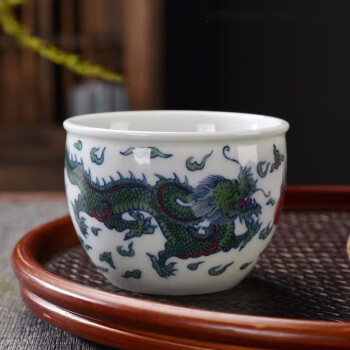 青花瓷陶瓷茶杯中式复古瓷器杯子单个酒杯家用茶盏茶碗品茗大缸杯 大