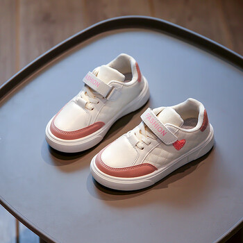 特步女童运动鞋软底板鞋春秋季新款轻便休闲鞋可爱校园童鞋小白鞋粉色