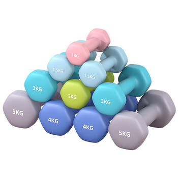 诚悦彩色浸塑哑铃男女士家用健身肌肉手臂塑形轻重量雅灰6kg*2CY-572