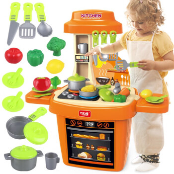 勾勾手儿童过家家玩具做饭厨房玩具宝宝厨具餐具套装大号厨台男女孩玩具