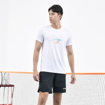 李宁乒乓球服短袖T恤透气夏季运动男女同款文化衫羽毛球服 白色 XL 