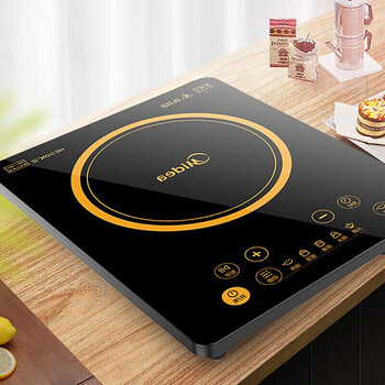 美的（Midea）电磁炉家用2200W大功率 电磁灶 耐用面板 一键爆炒 智能定时  HT2218HM配汤锅炒锅