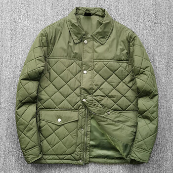 impresswit菱形格棉服男女轻便防风保暖棉衣情侣款手塞棉绗缝小棉袄