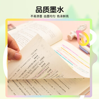晨光文具双头荧光笔5色 粗细两用记号笔彩色开学划重点标记笔 浮冰蜜桃系列手帐笔 5支/盒AHMT6203