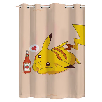 卡通窗帘 成品短帘卡通皮卡丘可爱儿童房卧室动漫窗帘可客厅宿舍飘窗
