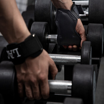 LAC 硬拉助力带健身手套男引体向上单杠哑铃握力带运动护腕防滑一双