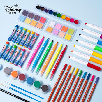 迪士尼（Disney）绘画礼盒160件女孩生日礼物儿童画画文具礼盒水彩笔小学生玩具 艾莎公主大BOX魔法箱