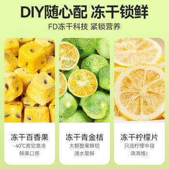贡苑冻干青金桔柠檬片百香果茶组合140g冷泡水果茶搭菊花加赠220g冰糖