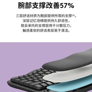 罗技（Logitech）WAVE KEYS 人体工学键盘 无线蓝牙键盘 配备软垫掌托 - 石墨黑（商用版） 99键