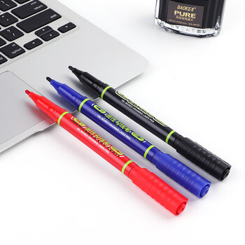 宝克（BAOKE）MP2915 粗细双头多用油性勾线笔记号笔 会议笔签字笔马克笔红色12支/盒