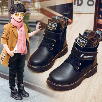 男童马丁靴2021新款秋冬季保暖加绒加厚男孩牛皮单靴韩版男童棉靴