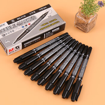 晨光（M&G）记号笔针管笔勾线笔油性小双头针管笔黑红蓝色色细针管笔儿童绘画MG2130防水美术勾线蓝色12支装