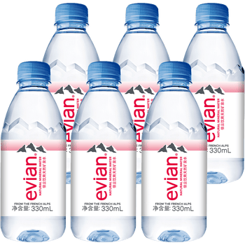 依云（evian）法国原装进口 依云矿泉水饮用水 330ml*6瓶 尝鲜装
