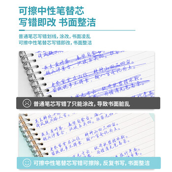 得力（deli）可擦按动中性笔芯 0.5mm子弹头学生中心笔签字笔水笔替芯  晶蓝 20支/盒GT164