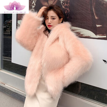 rvip海宁2023新款冬季时尚貉子毛皮草外套女连帽网红