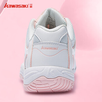 川崎（KAWASAKI）羽毛球鞋女款专业减震耐磨透气运动鞋综合训练鞋K-003D 白粉 38